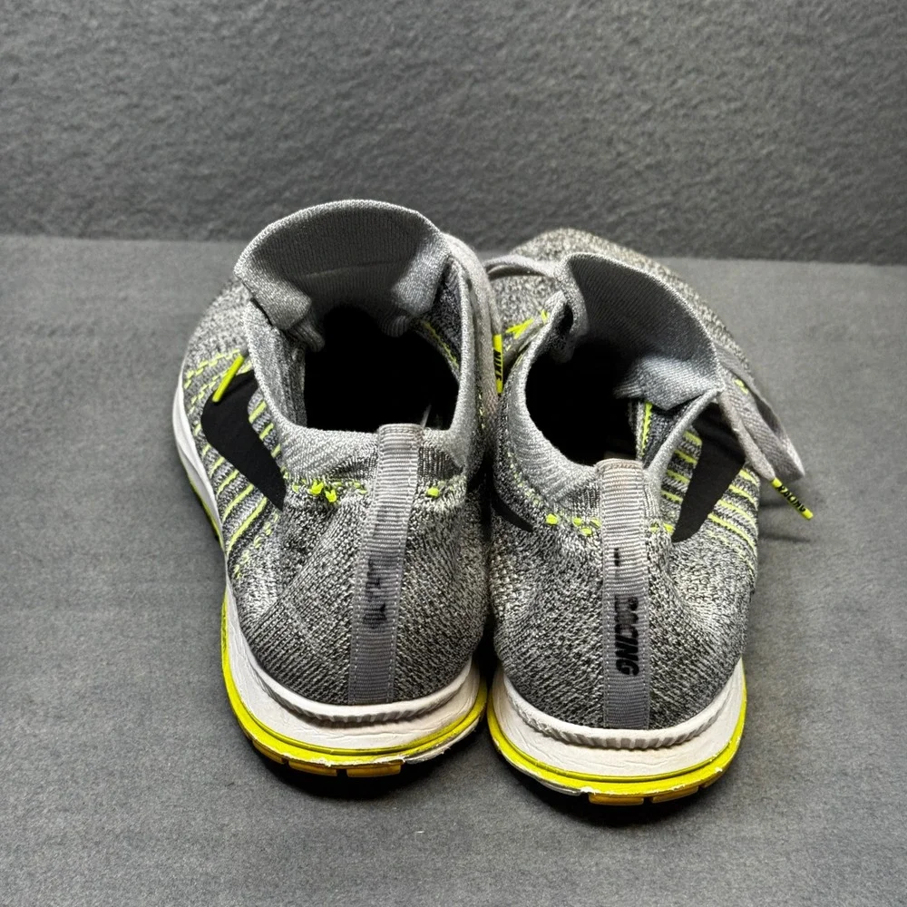 Nike Flyknit Streak Grey Volt Yellow Running Shoes 835994-007 Mens Size 10.5
